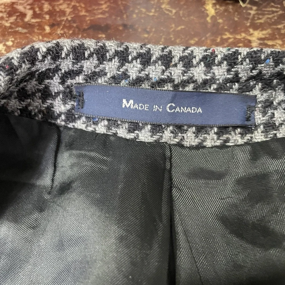 Vintage Chaps Ralph Lauren Gray Houndstooth Wool Blazer Sport Coat Mens 44T Tall